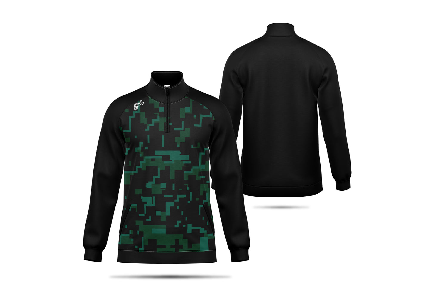 Green-Digital Half Zipper