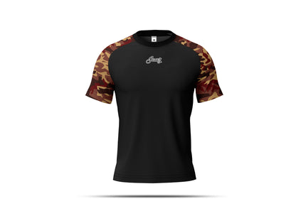 CAMO BLACK T-SHIRT RAGLAN V-4