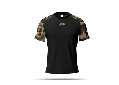 CAMO BLACK T-SHIRT RAGLAN V-4